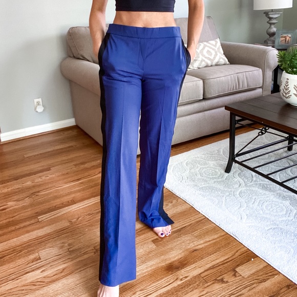 THEORY • blue and black stripe snap dress pull on pant nwt - Picture 2 of 16